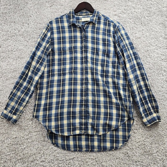 Denim & Supply Shirt Womens Large Blue Plaid‎ Button Up Long Sleeve Casual Fall - Picture 1 of 12